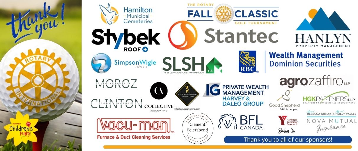 Thank you to the sponsors of the 2026 Rotary Fall Classic Golf Tournament in support of the Rotary Children's Fund