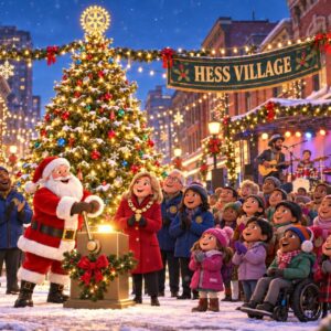 Santa lights the Christmas Tree of Hope in Hess Village as families and Rotarians cheer